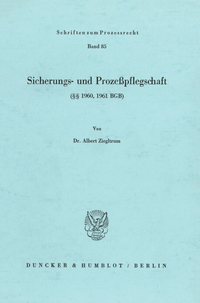 Sicherungs- und Prozeßpflegschaft ( 1960, 1961 BGB). main product photo