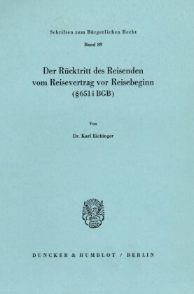 Der Rücktritt des Reisenden vom Reisevertrag vor Reisebeginn (   651 i BGB).