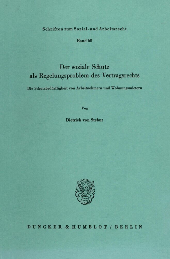 Der soziale Schutz als Regelungsproblem des Vertragsrechts. main product photo
