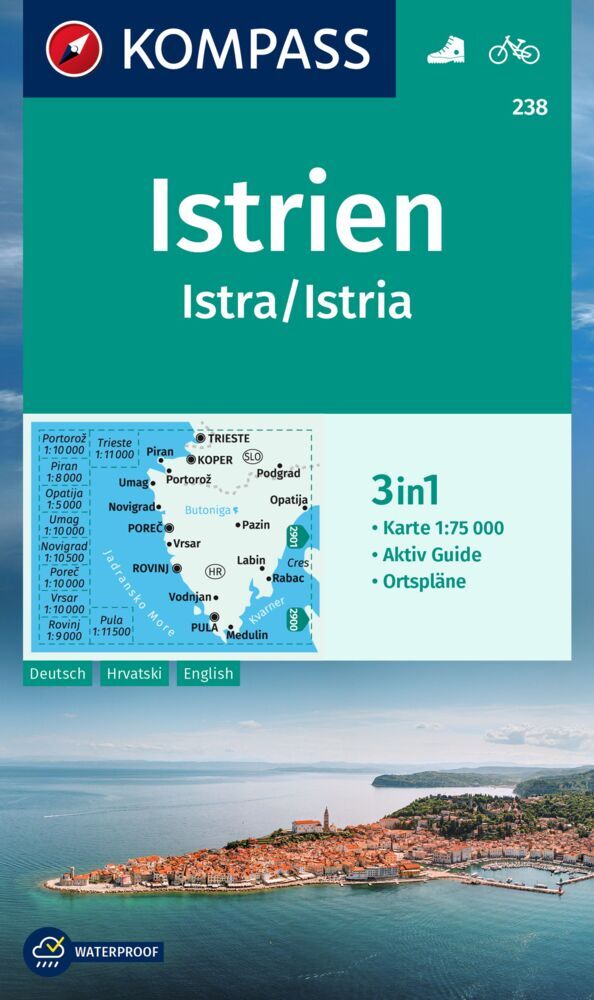 KOMPASS Wanderkarte 238 Istrien, Istra, Istria 1:75.000 main product photo