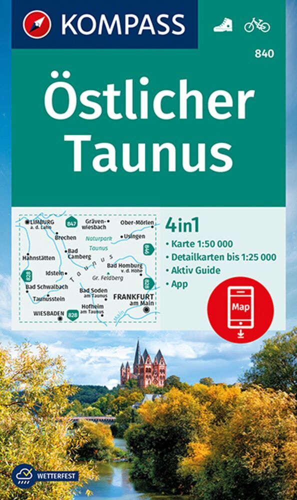 KOMPASS Wanderkarte 840 Östlicher Taunus 1:50.000 main product photo