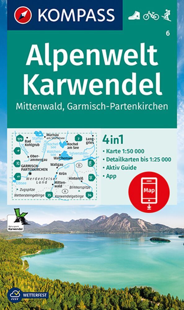 KOMPASS Wanderkarte 6 Alpenwelt Karwendel Mittenwald, Garmisch-Partenkirchen 1:50.000 main product photo