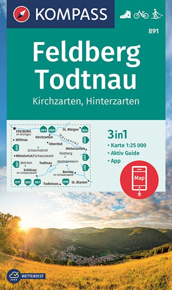 KOMPASS Wanderkarte 891 Feldberg, Todtnau, Kirchzarten, Hinterzarten 1:25.000 main product photo