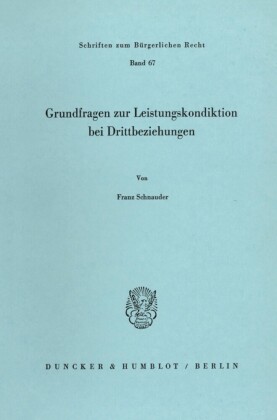 Grundfragen zur Leistungskondiktion bei Drittbeziehungen.