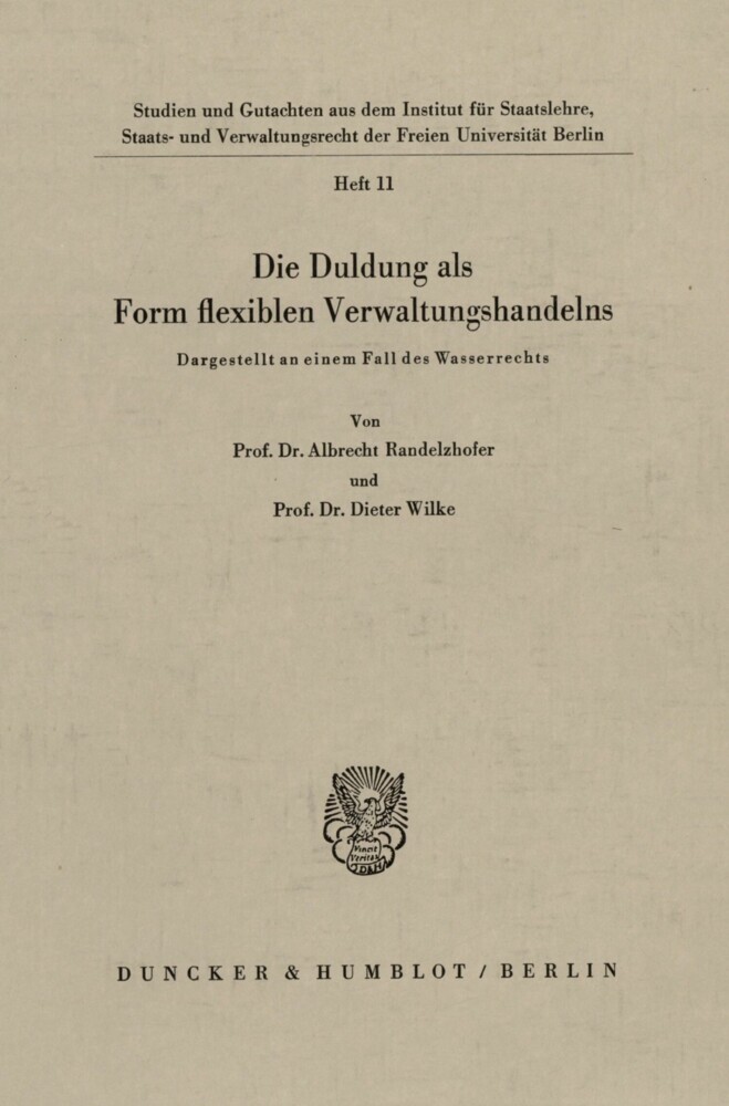 Die Duldung als Form flexiblen Verwaltungshandelns. main product photo