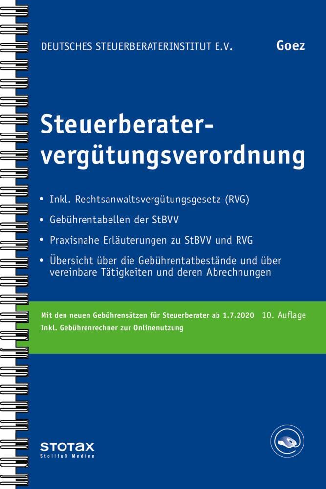 Steuerberatervergütungsverordnung, m. Buch, m. Online-Zugang main product photo
