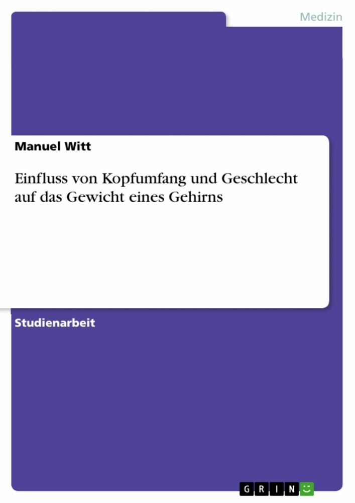 Einfluss von Kopfumfang und Geschlecht auf das Gewicht eines Gehirns main product photo
