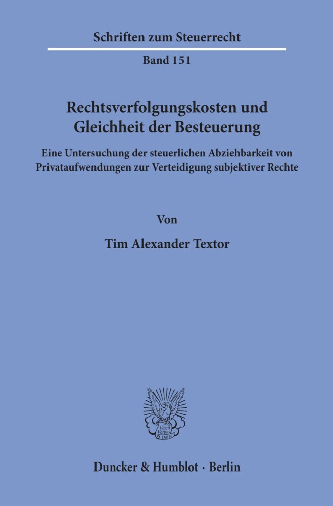 Rechtsverfolgungskosten und Gleichheit der Besteuerung. main product photo