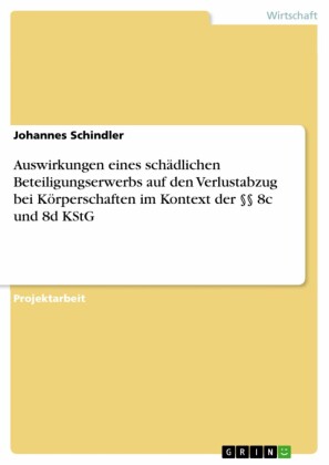 Auswirkungen eines schädlichen Beteiligungserwerbs auf den Verlustabzug bei Körperschaften im Kontext der      8c und 8d KStG