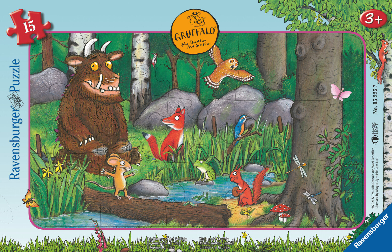 Ravensburger Kinderpuzzle - 05225 Die Maus und der Grüffelo - Rahmenpuzzle für Kinder ab 3 Jahren, mit 15 Teilen main product photo