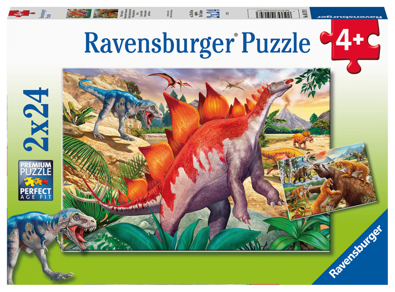 Ravensburger Kinderpuzzle - 05179 Wilde Urzeittiere - Puzzle für Kinder ab 4 Jahren, mit 2x24 Teilen main product photo