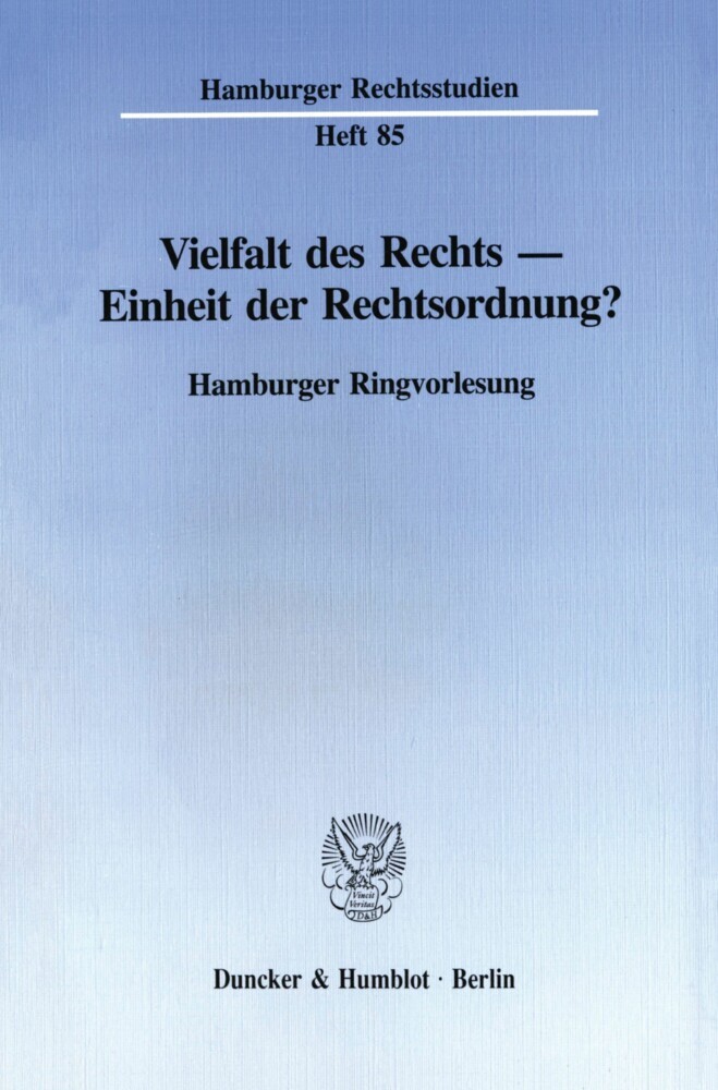 Vielfalt des Rechts - Einheit der Rechtsordnung? main product photo