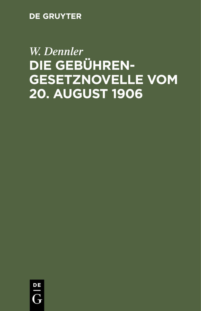 Die Gebührengesetznovelle vom 20. August 1906 main product photo