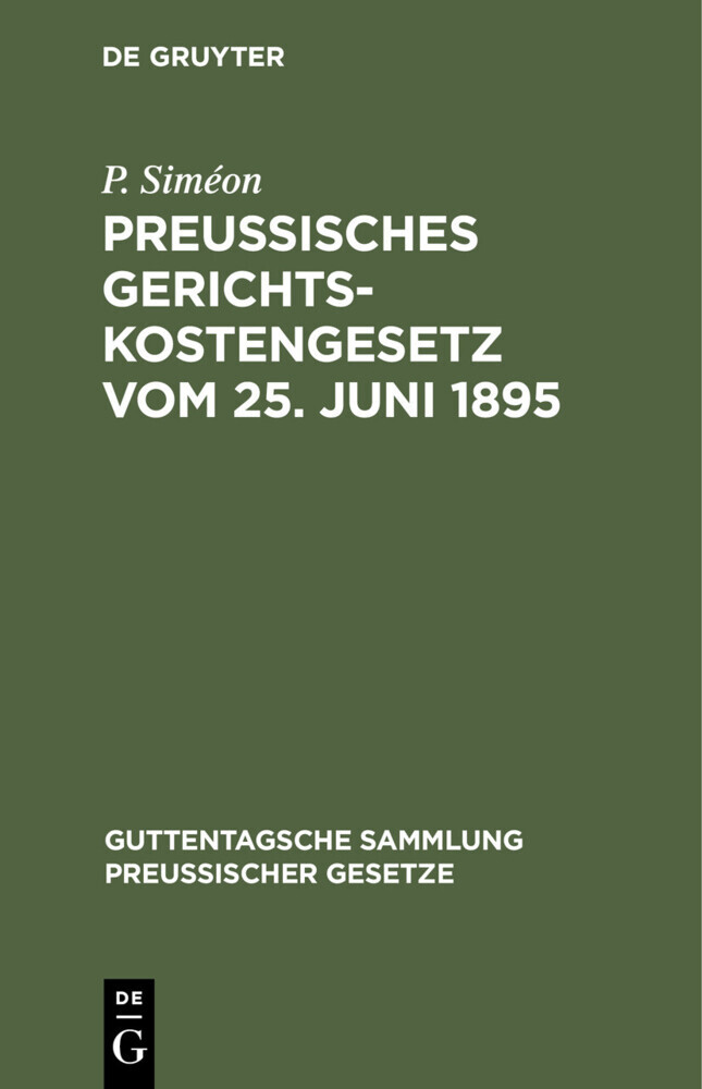 Preußisches Gerichtskostengesetz vom 25. Juni 1895 main product photo