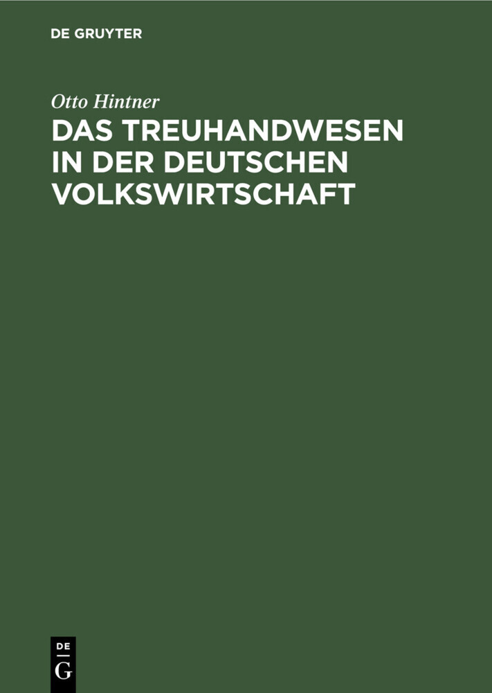 Das Treuhandwesen in der deutschen Volkswirtschaft main product photo