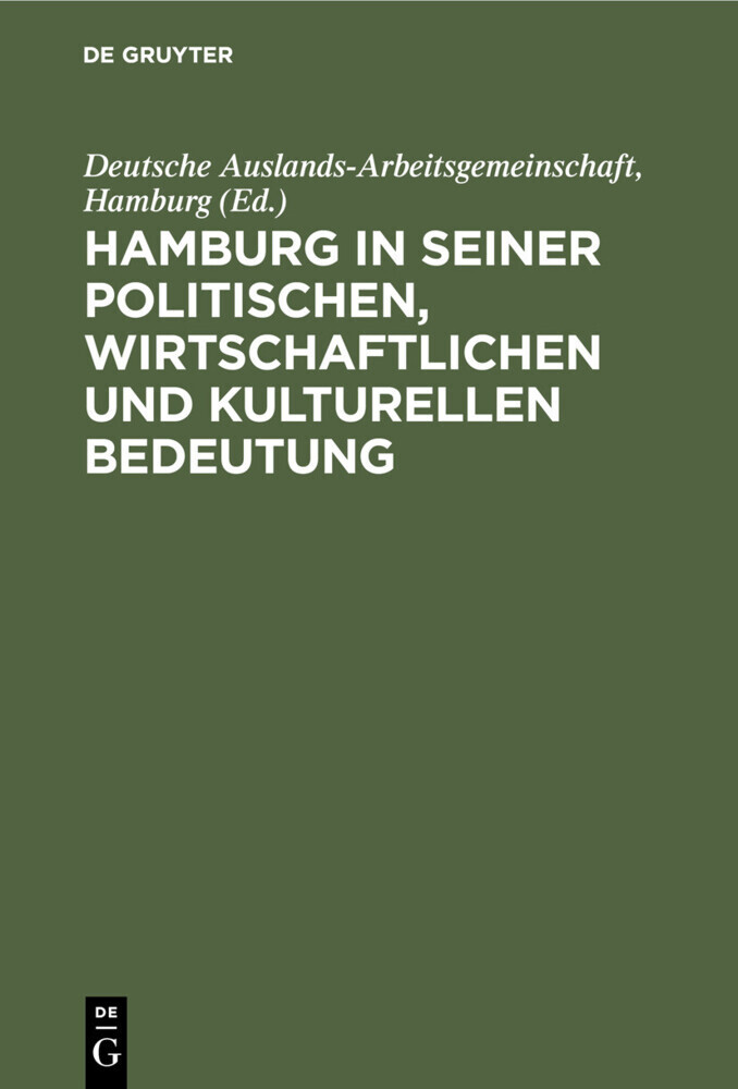 Hamburg in seiner politischen, wirtschaftlichen und kulturellen Bedeutung main product photo