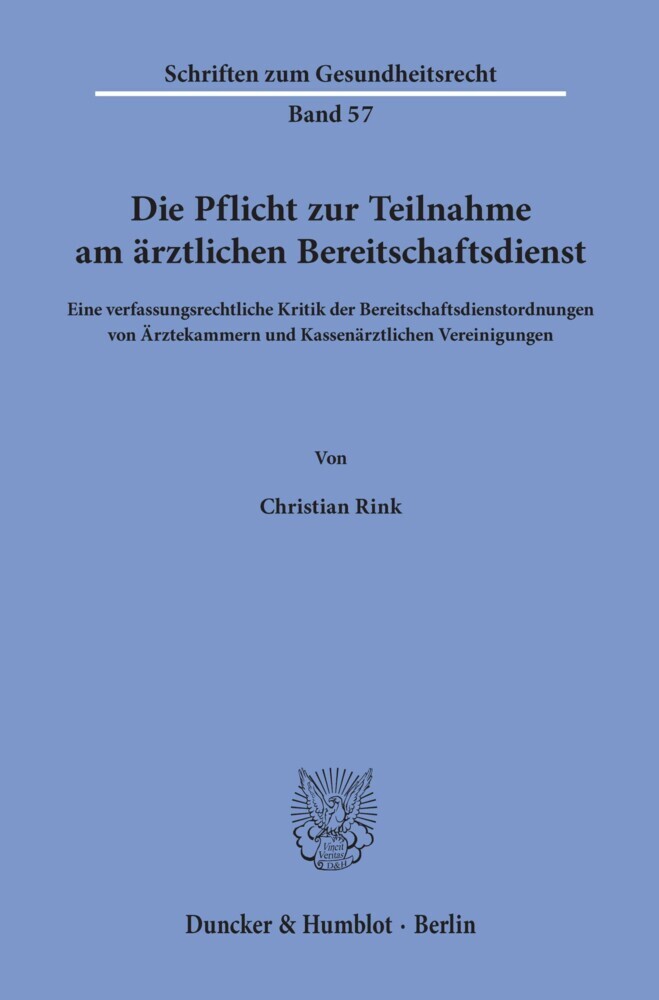 Die Pflicht zur Teilnahme am ärztlichen Bereitschaftsdienst. main product photo