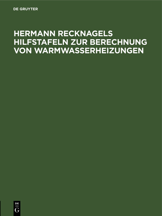 Hermann Recknagels Hilfstafeln zur Berechnung von Warmwasserheizungen main product photo