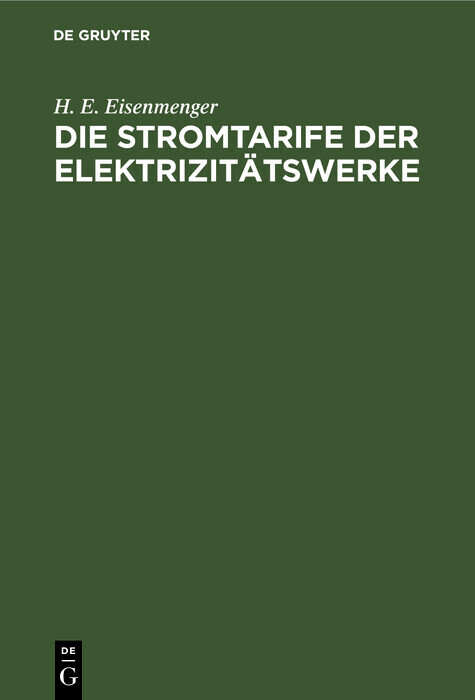 Die Stromtarife der Elektrizitätswerke main product photo