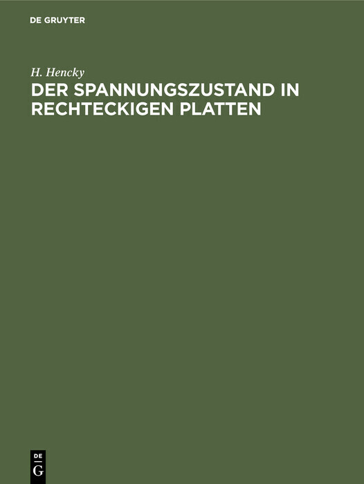 Der Spannungszustand in rechteckigen Platten main product photo