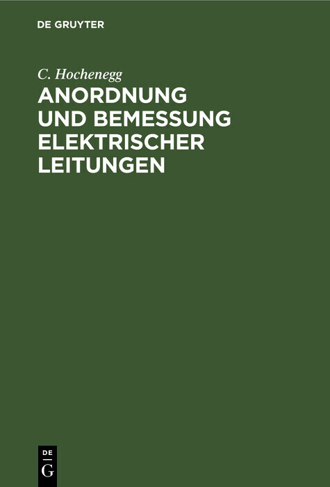 Anordnung und Bemessung elektrischer Leitungen main product photo