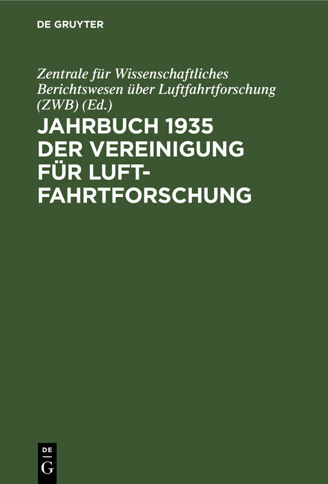 Jahrbuch 1935 der Vereinigung für Luftfahrtforschung main product photo
