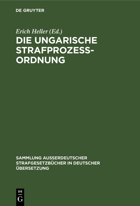 Die Ungarische Strafprozeßordnung main product photo