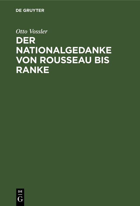 Der Nationalgedanke von Rousseau bis Ranke main product photo