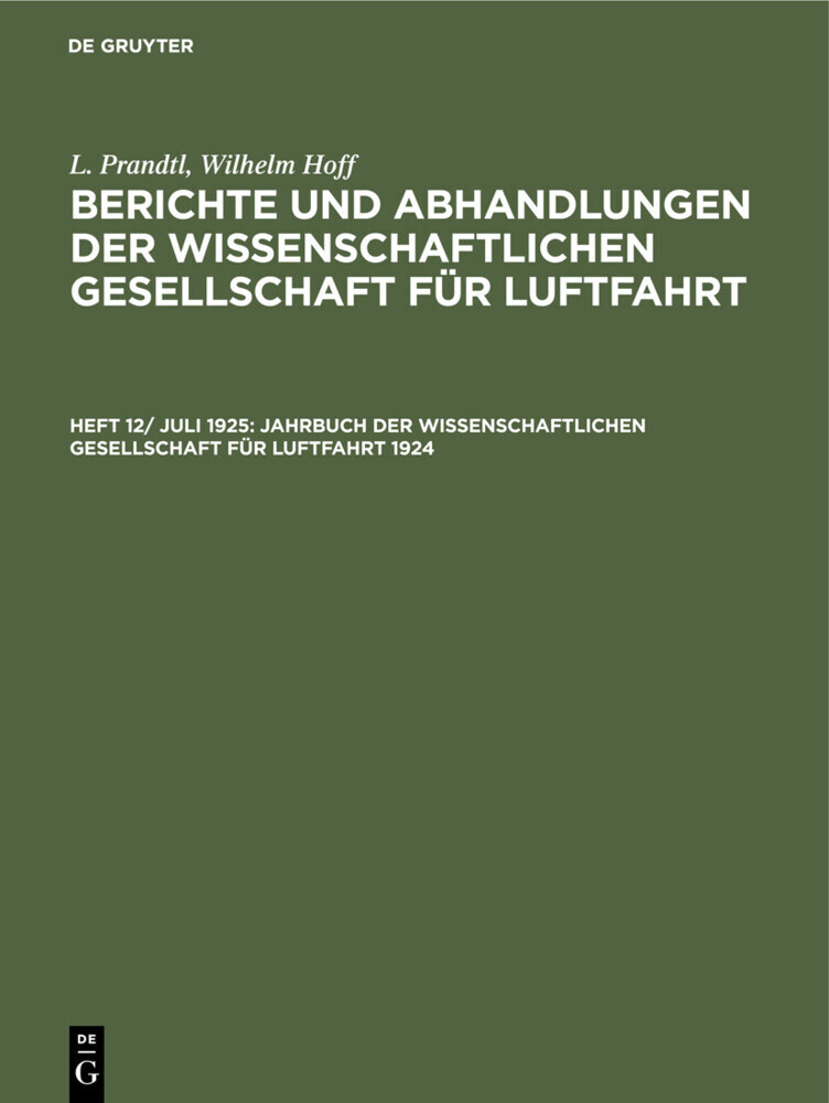 Jahrbuch der Wissenschaftlichen Gesellschaft für Luftfahrt 1924 main product photo