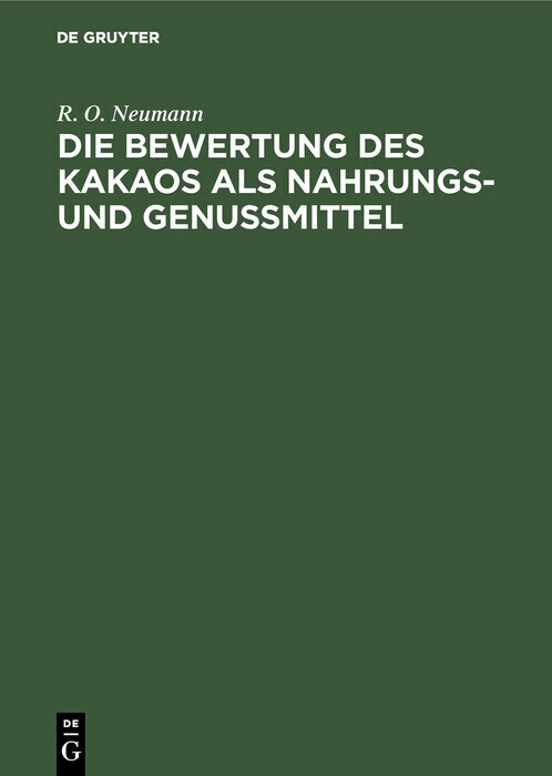 Die Bewertung des Kakaos als Nahrungs- und Genußmittel main product photo