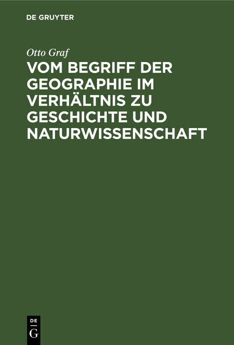 Vom Begriff der Geographie im Verhältnis zu Geschichte und Naturwissenschaft main product photo
