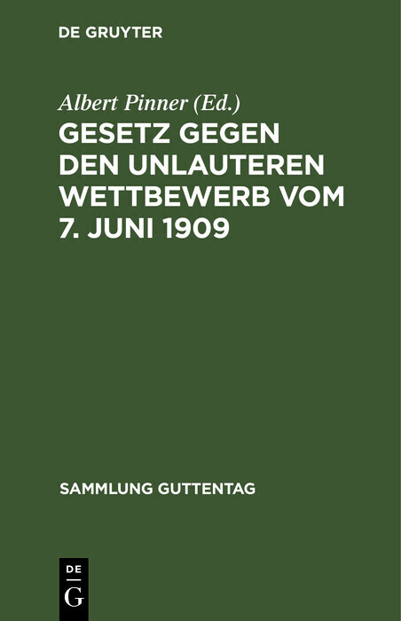 Gesetz gegen den unlauteren Wettbewerb vom 7. Juni 1909 main product photo