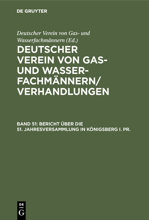 Bericht über die 51. Jahresversammlung in Königsberg i. Pr. main product photo