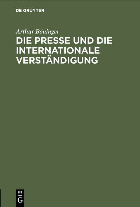 Die Presse und die internationale Verständigung main product photo