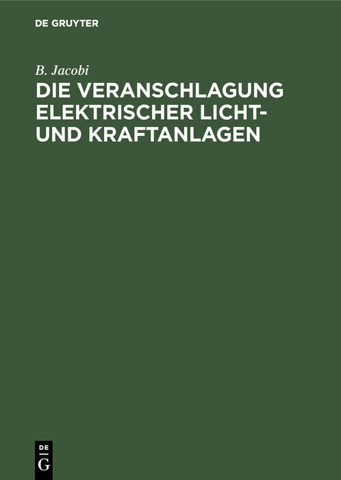 Die Veranschlagung elektrischer Licht- und Kraftanlagen main product photo