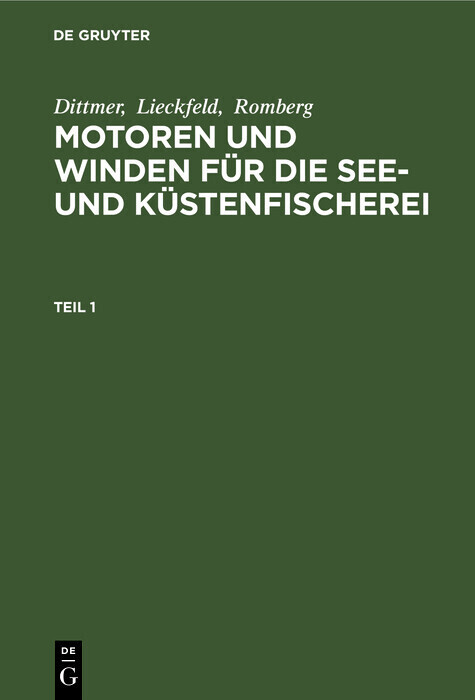 Dittmer; Lieckfeld; Romberg: Motoren und Winden für die See- und Küstenfischerei. Teil 1 main product photo