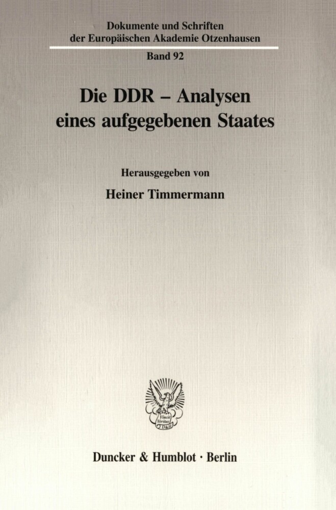Die DDR - Analysen eines aufgegebenen Staates. main product photo