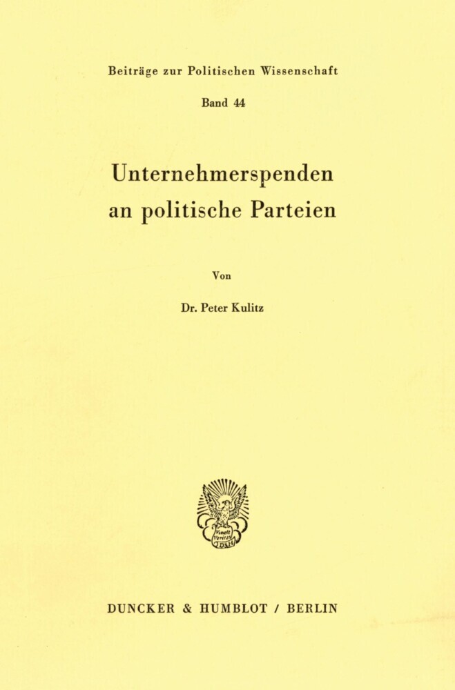 Unternehmerspenden an politische Parteien. main product photo