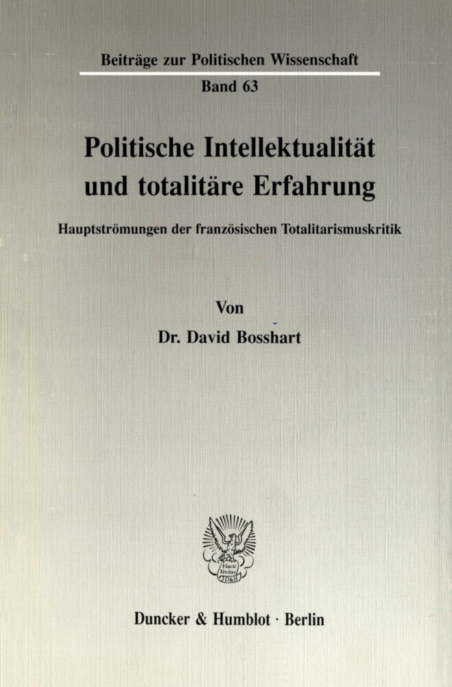 Politische Intellektualität und totalitäre Erfahrung. main product photo
