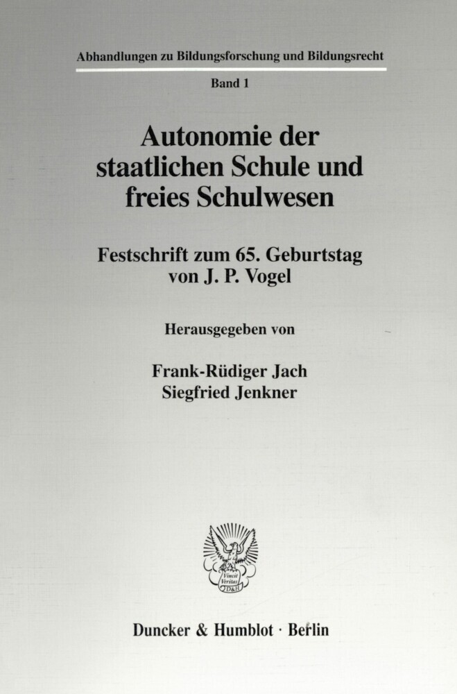 Autonomie der staatlichen Schule und freies Schulwesen. main product photo