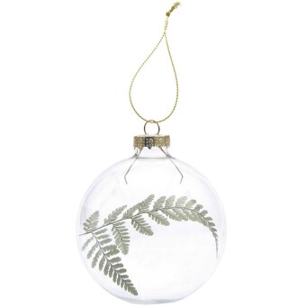 Glaskugel Baumschmuck mit Trockenfarn gefüllt