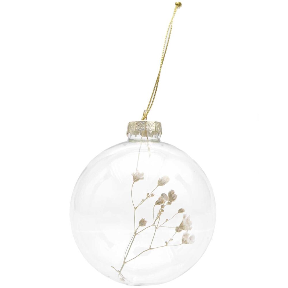 Glaskugel Baumschmuck mit Trockennschleierkraut gefüllt main product photo