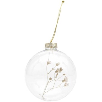 Glaskugel Baumschmuck mit Trockennschleierkraut gefüllt