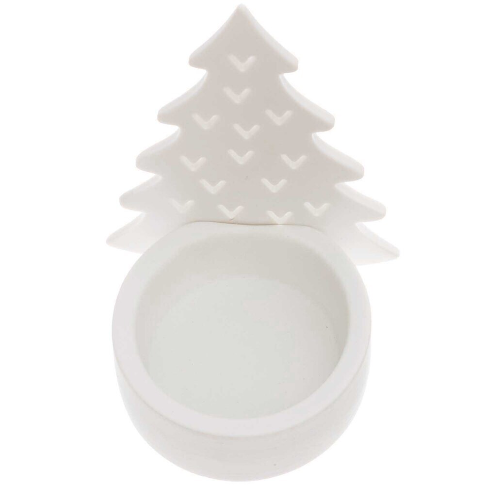 Teelichthalter Tannenbaum, Keramik, weiß main product photo