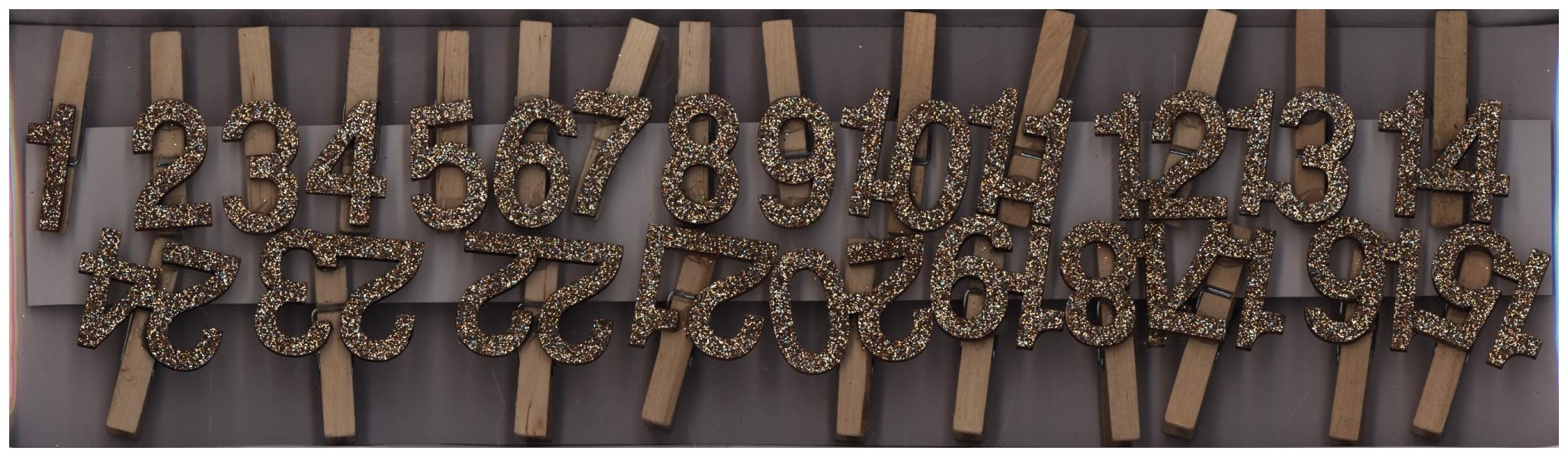 Adventskalender Zahlen-Clips, Holz, gold-glitzer main product photo
