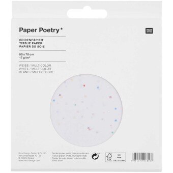 Seidenpapier, weiß, Punkte multicolor, FSC MIX