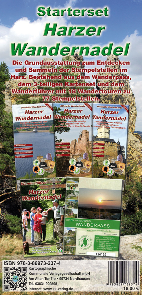 Starterset Harzer Wandernadel, m. 1 Buch, m. 1 Buch, m. 3 Karte main product photo