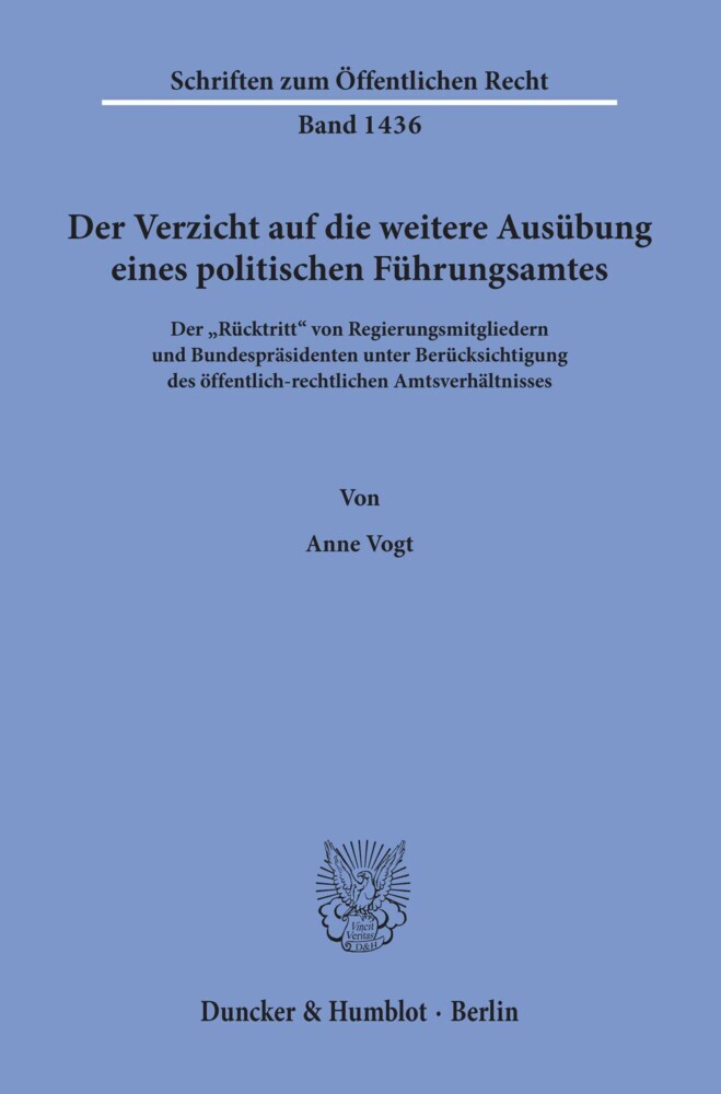 Der Verzicht auf die weitere Ausübung eines politischen Führungsamtes. main product photo