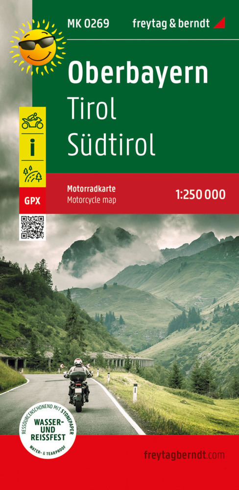 Oberbayern, Motorradkarte 1:250.000, freytag & berndt main product photo