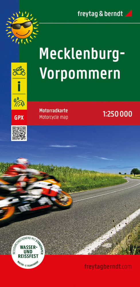 Mecklenburg-Vorpommern, Motorradkarte 1:250.000, freytag & berndt main product photo
